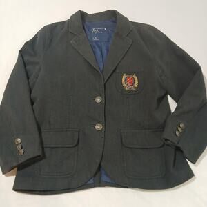 American Eagle Outfitters Blazer Womens Large Gray Herringbone Nautical Crest